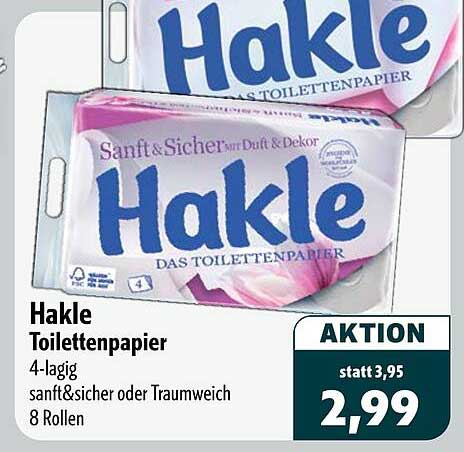 Hakle Toilettenpapier 4-lagig sanft&sicher oder Traumweich 8 Rollen