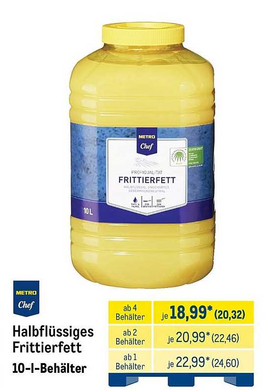 Halbflüssiges Frittierfett 10-l-Behälter