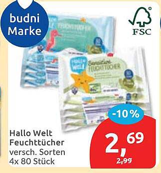 Hallo Welt Feuchttücher versch. Sorten 4x 80 Stück