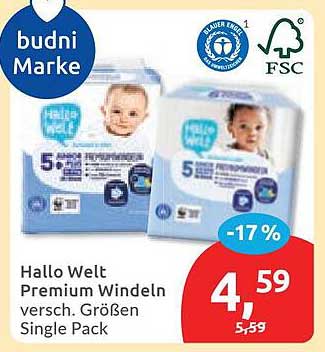 Hallo Welt Premium Windeln versch. Größen Single Pack