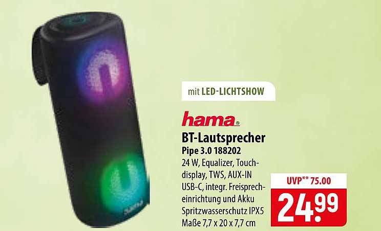 hama BT-Lautsprecher Pipe 3.0 188202