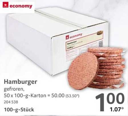 Hamburger gefroren, 50 x 100-g-Karton = 50.00 (53.50*) 100-g-Stück