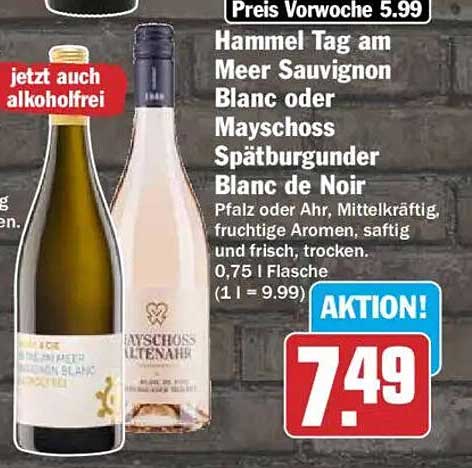 Hammel Tag am Meer Sauvignon Blanc oder Mayschoss Spätburgunder Blanc de Noir