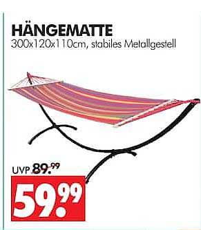 HÄNGEMATTE 300x120x110cm, stabiles Metallgestell