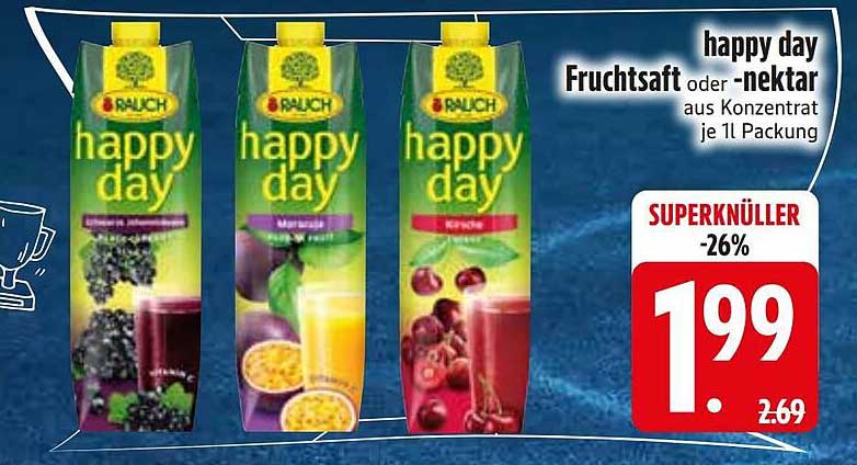 happy day Fruchtsaft oder -nektar aus Konzentrat je 1l Packung