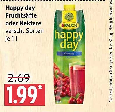 Happy day Fruchtsäfte oder Nektare versch. Sorten je 1 l