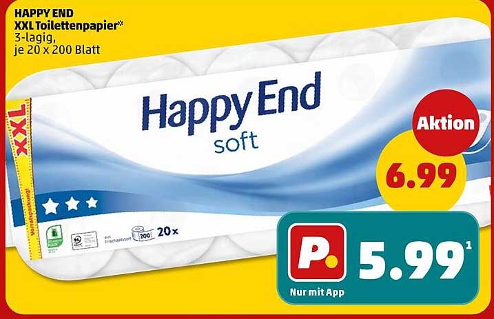 HAPPY END XXL Toilettenpapier* 3-lagig, je 20 x 200 Blatt