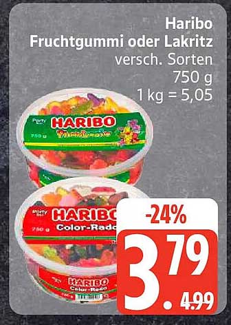 Haribo Fruchtgummi oder Lakritz versch. Sorten 750 g