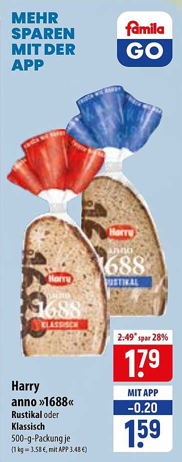 Harry anno »1688« Rustikal oder Klassisch 500-g-Packung je