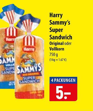 Harry Sammy’s Super Sandwich Original oder Vollkorn 750 g