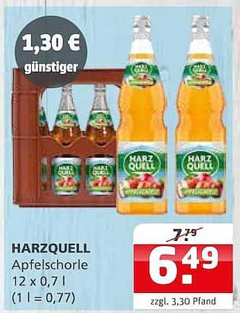 HARZQUELL Apfelschorle 12 x 0,7 l (1 l = 0,77)