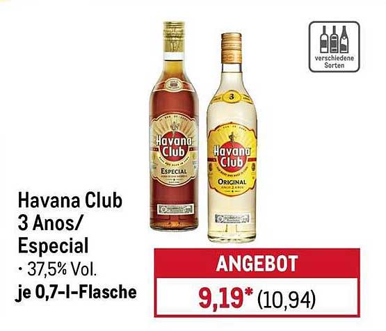 Havana Club 3 Anos/Especial • 37,5% Vol. je 0,7-l-Flasche