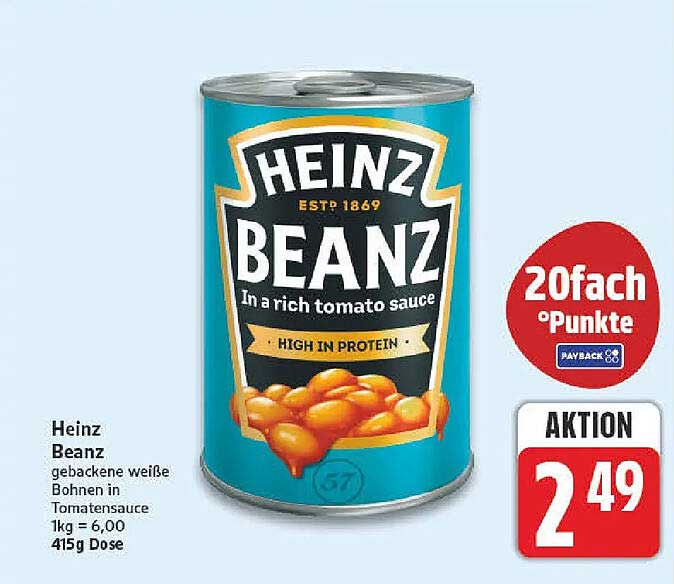 Heinz Beanz gebackene weiße Bohnen in Tomatensauce