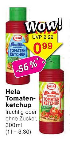 Hela Tomatenketchup fruchtig oder ohne Zucker, 300 ml