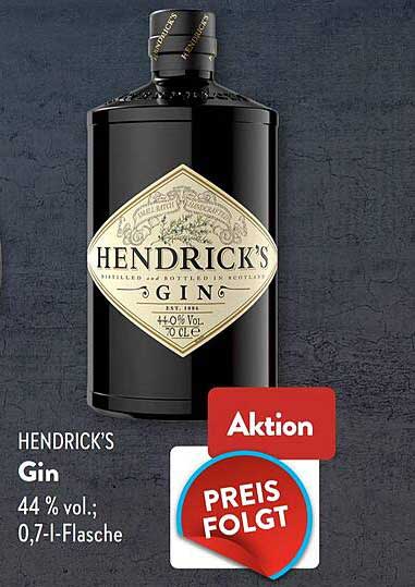 HENDRICK'S Gin 44 % vol.; 0,7-l-Flasche