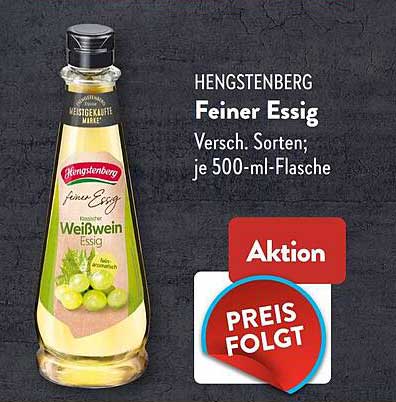 HENGSTENBERG Feiner Essig Versch. Sorten; je 500-ml-Flasche
