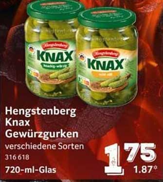 Hengstenberg Knax Gewürzgurken verschiedene Sorten 316 618 720-ml-Glas