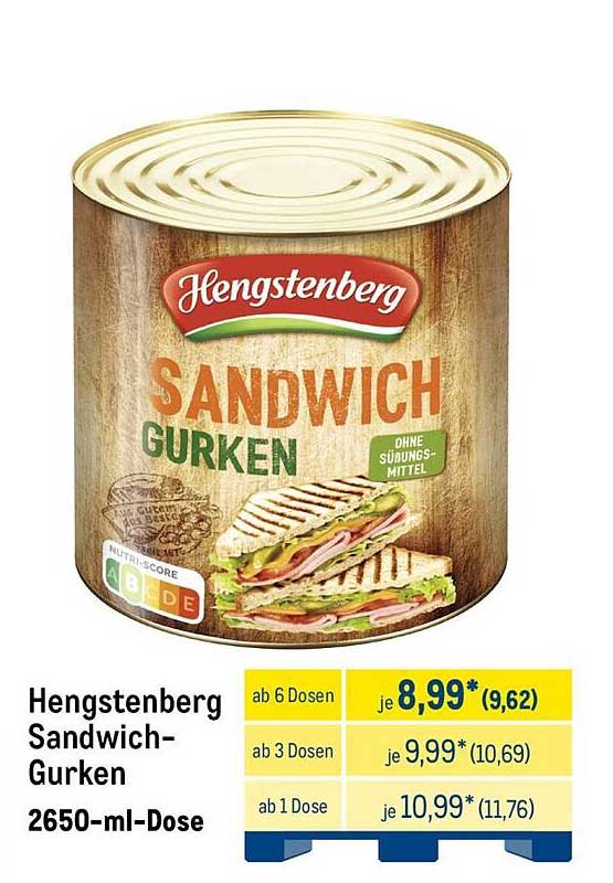 Hengstenberg Sandwich-Gurken 2650-ml-Dose