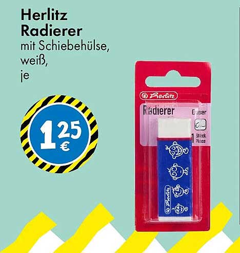 Herlitz Radierer mit Schiebehülse, weiß, je