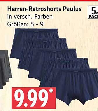 Herren-Retroshorts Paulus in versch. Farben Größen: 5 - 9