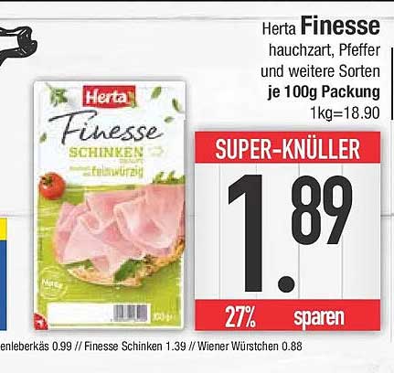 Herta Finesse hauchzart, Pfeffer und weitere Sorten je 100g Packung