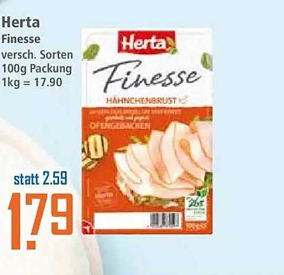 Herta Finesse versch. Sorten 100g Packung 1kg = 17.90