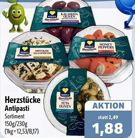 Herzstücke Antipasti Sortiment 150g/230g (1kg=12,53/8,17)