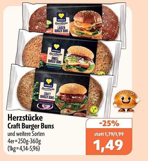 Herzstücke Craft Burger Buns und weitere Sorten