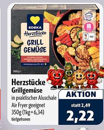 Herzstücke Grillgemüse in praktischer Auswahle Schale Air Fryer geeignet 350g (1kg=6,34) tiefgefroren
