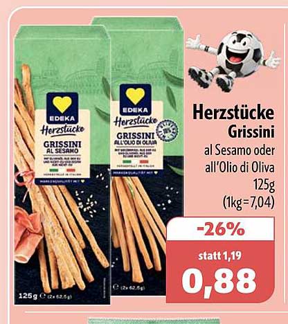 Herzstücke Grissini al Sesamo oder all'Olio di Oliva 125g