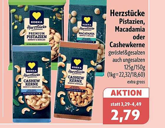 Herzstücke Pistazien, Macadamia oder Cashewkerne