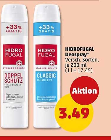 HIDROFUGAL Deospray* Versch. Sorten, je 200 ml (1 l = 17.45)