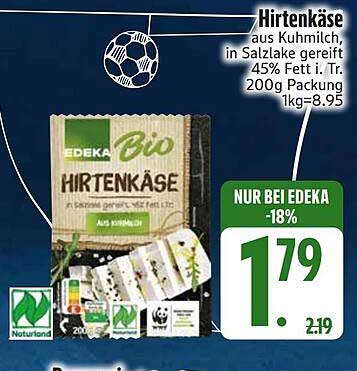 Hirtenkäse aus Kuhmilch, in Salzlake gereift 45% Fett i. Tr. 200g Packung 1kg=8.95