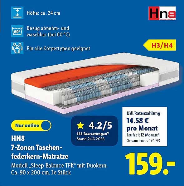 HN8 7-Zonen Taschenfederkern-Matratze