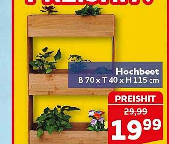 Hochbeet B 70 x T 40 x H 115 cm