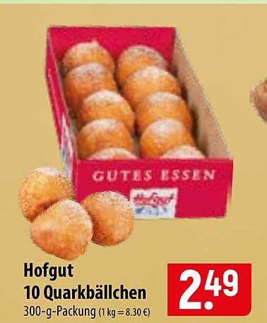 Hofgut 10 Quarkbällchen 300-g-Packung (1 kg = 8,30 €)