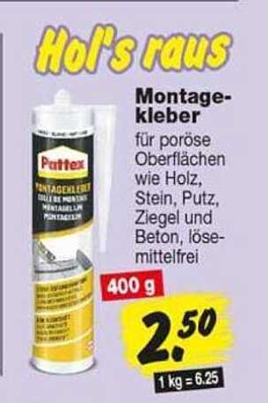 Hol's raus Montage-kleber für poröse Oberflächen wie Holz, Stein, Putz, Ziegel und Beton, lösemittelfrei