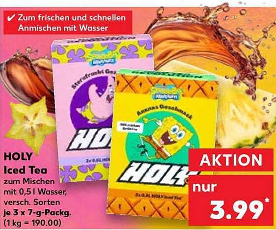 HOLY Iced Tea zum Mischen mit 0,5 l Wasser, versch. Sorten, je 3 x 7-g-Pack. (1 kg = 190.00)