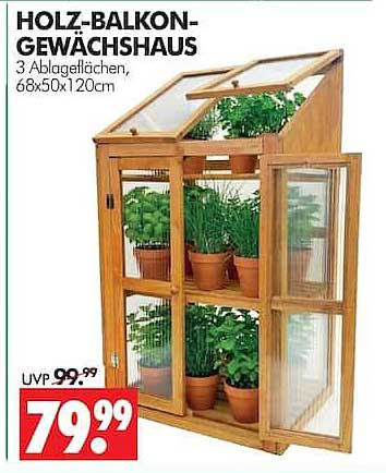 HOLZ-BALKON-GEWÄCHSHAUS