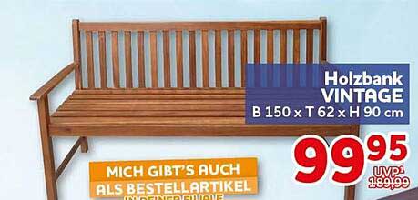 Holzbank VINTAGE B 150 x T 62 x H 90 cm
