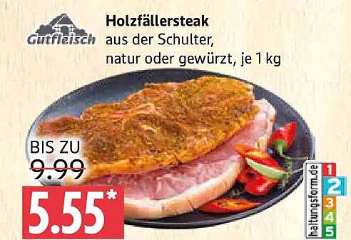 Holzfällersteak aus der Schulter, natur oder gewürzt, je 1 kg