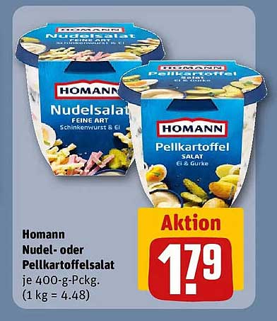 Homann Nudel- oder Pellkartoffelsalat je 400-g-Pckg. (1 kg = 4.48)