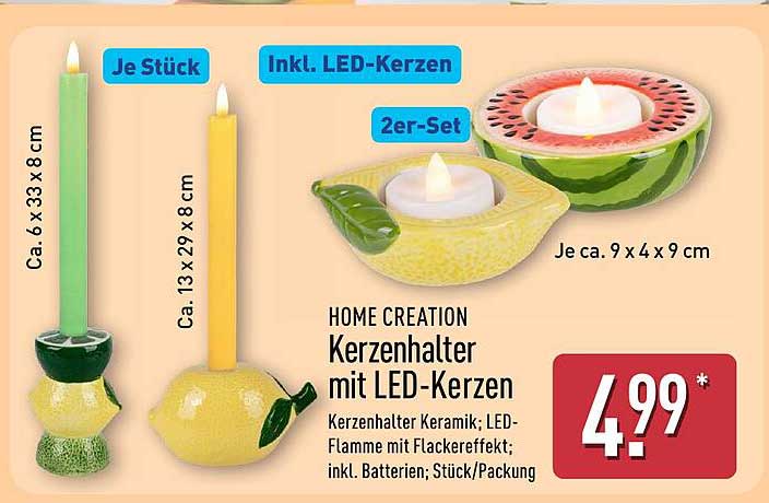 HOME CREATION Kerzenhalter mit LED-Kerzen