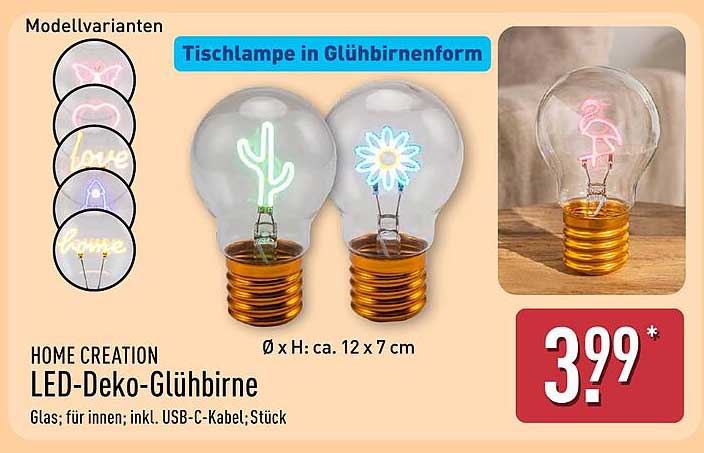 HOME CREATION LED-Deko-Glühbirne