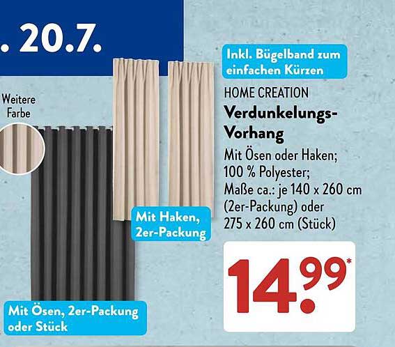 HOME CREATION Verdunkelungs-Vorhang