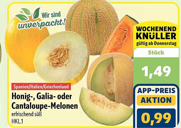 Honig-, Galia- oder Cantaloupe-Melonen