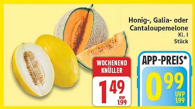 Honig-, Galia- oder Cantaloupemelone Kl. I Stück