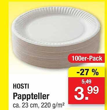 HOSTI Pappteller ca. 23 cm, 220 g/m²