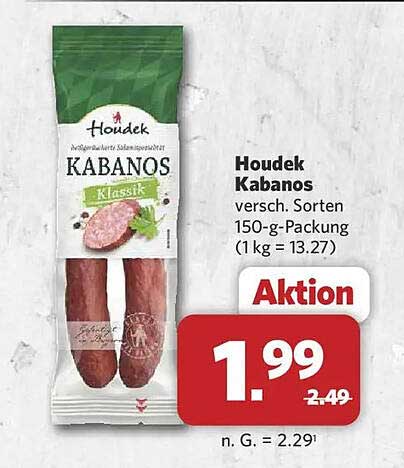 Houdek Kabanos versch. Sorten 150-g-Packung (1 kg = 13.27)