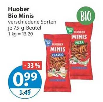 Huober Bio Minis verschiedene Sorten je 75-g-Beutel 1 kg = 13.20